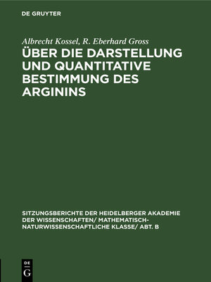 cover image of Über die Darstellung und quantitative Bestimmung des Arginins